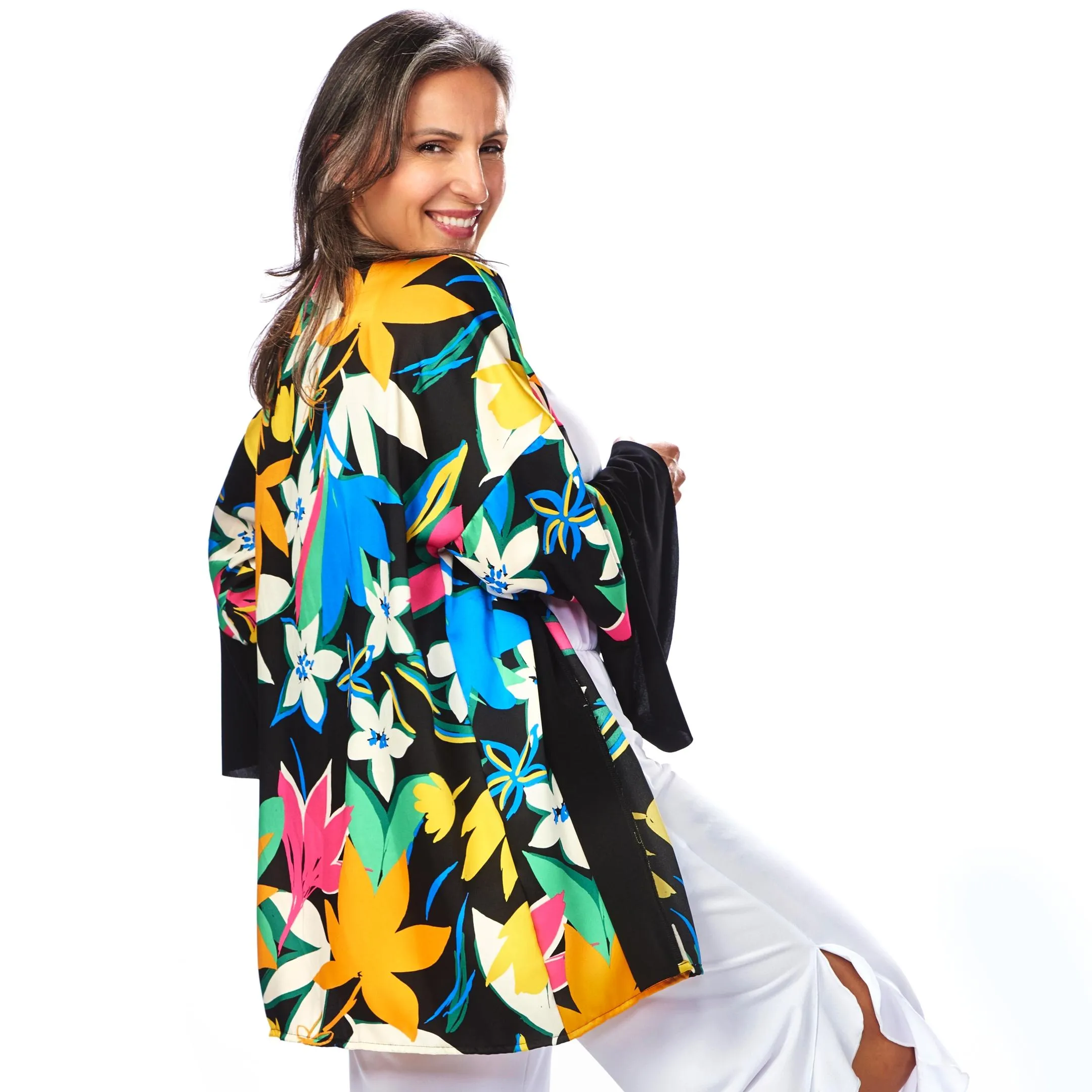 Ruffled Sleeve Short Kimono