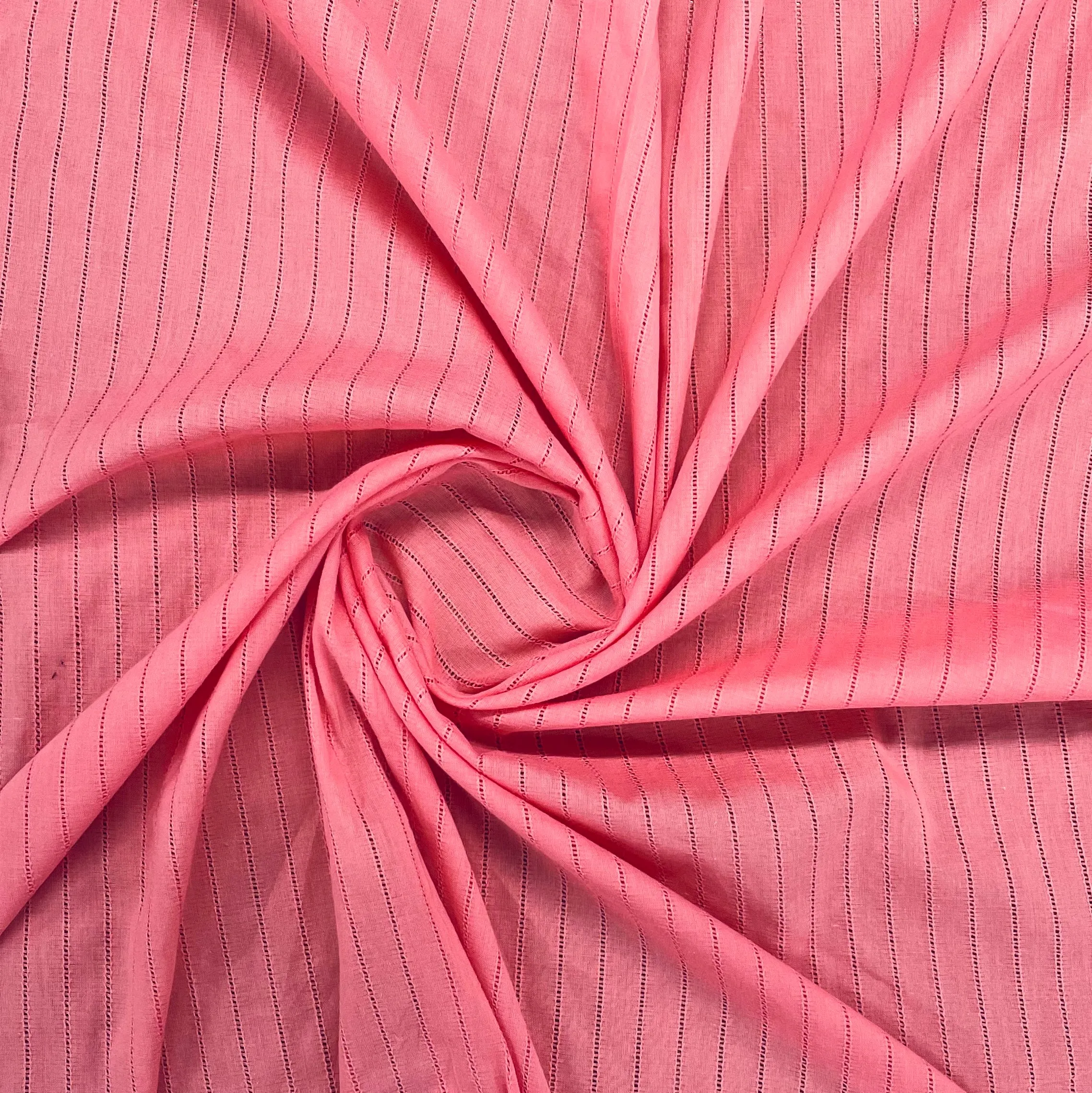Salmon Pink Jacquard Cotton Fabric 48 inches