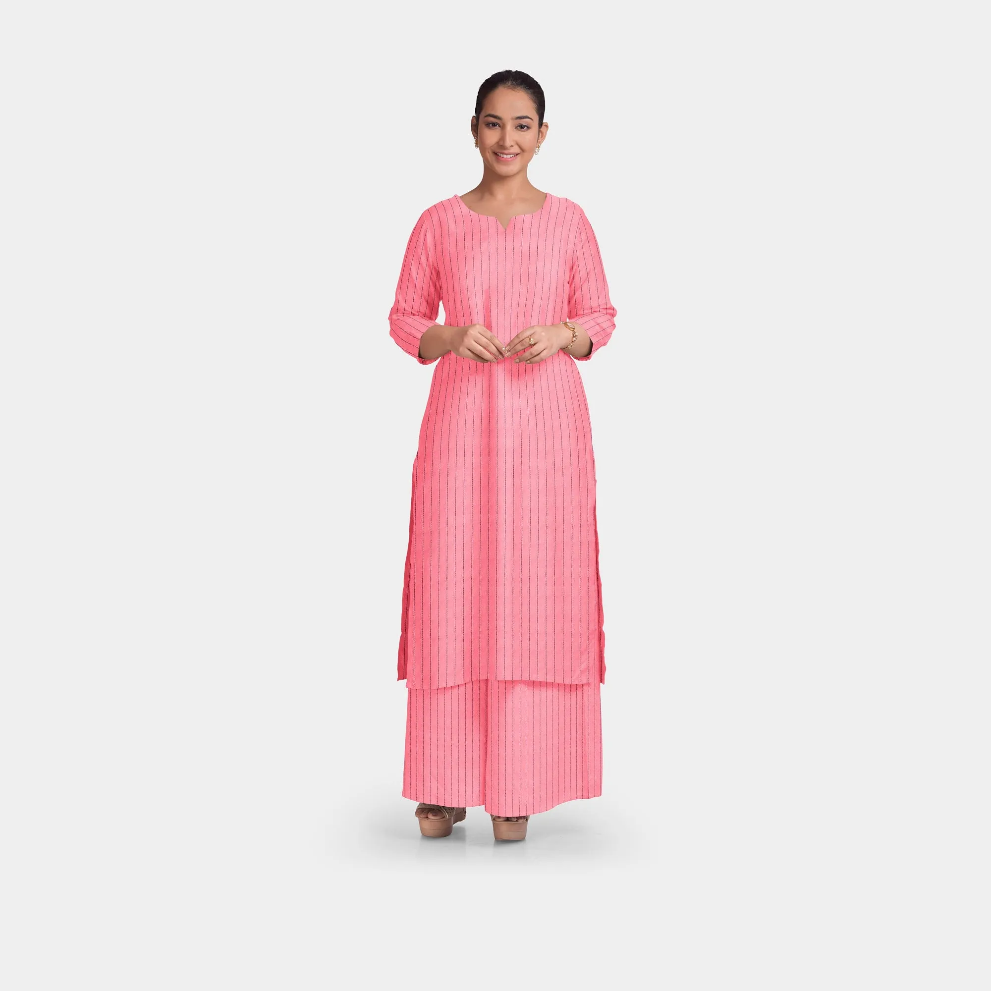 Salmon Pink Jacquard Cotton Fabric 48 inches
