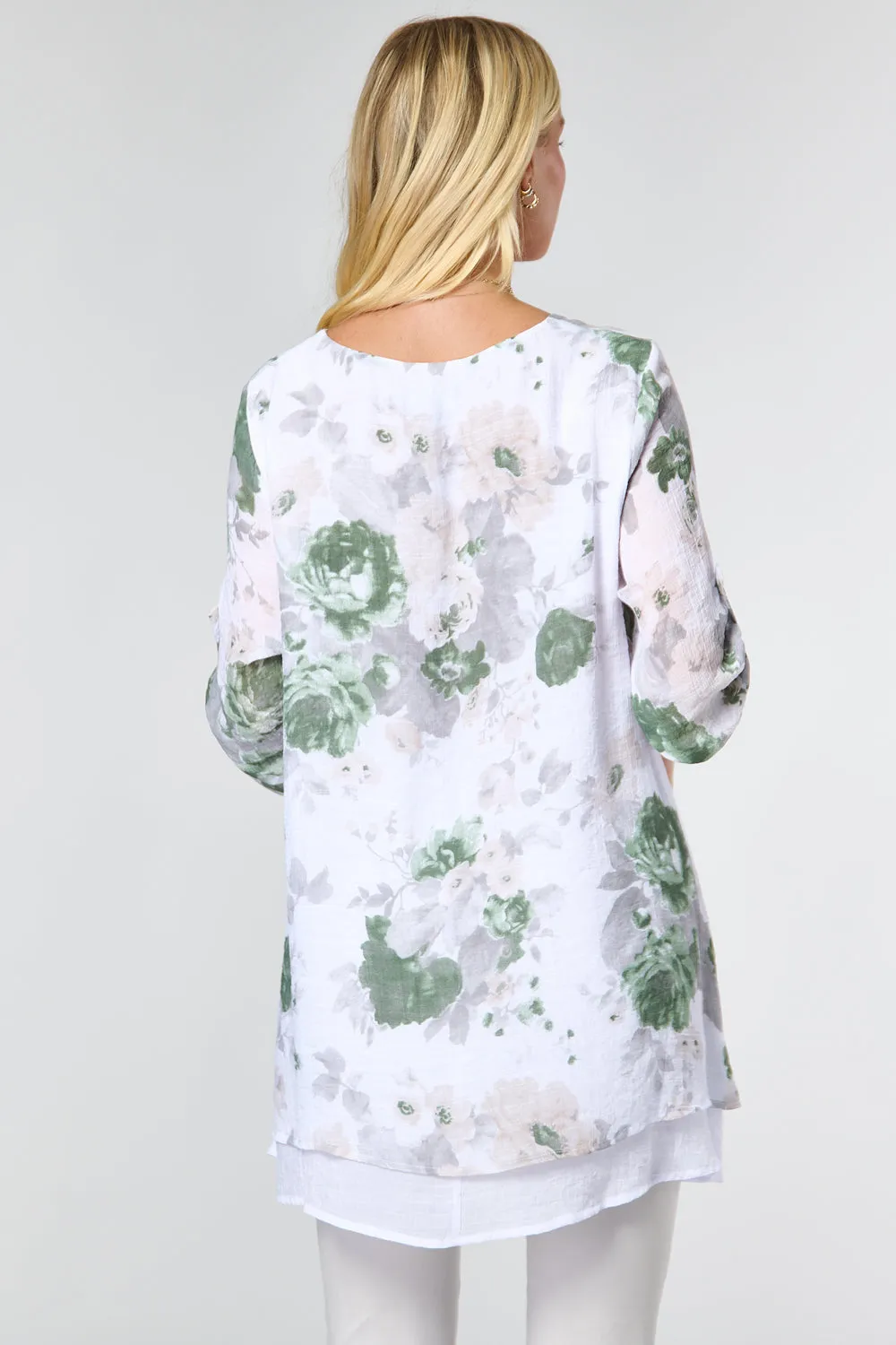 Saloos A-line Ruched Sleeve Top with Necklace