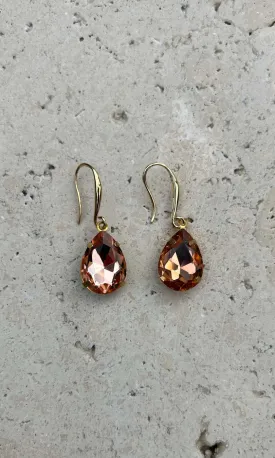 Single Tear Drop Earrings - Amber