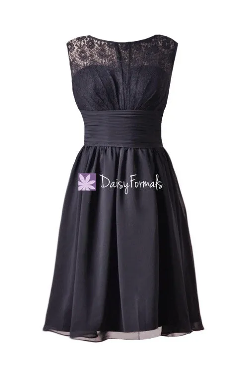 Sleeveless Lace Bridesmaids Dress Vintage Knee Length Lace Party Dress (BM2528S)