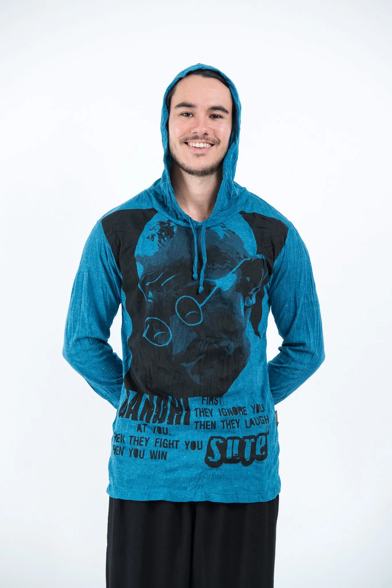 Sure Design Unisex Gandhi Hoodie Denim Blue