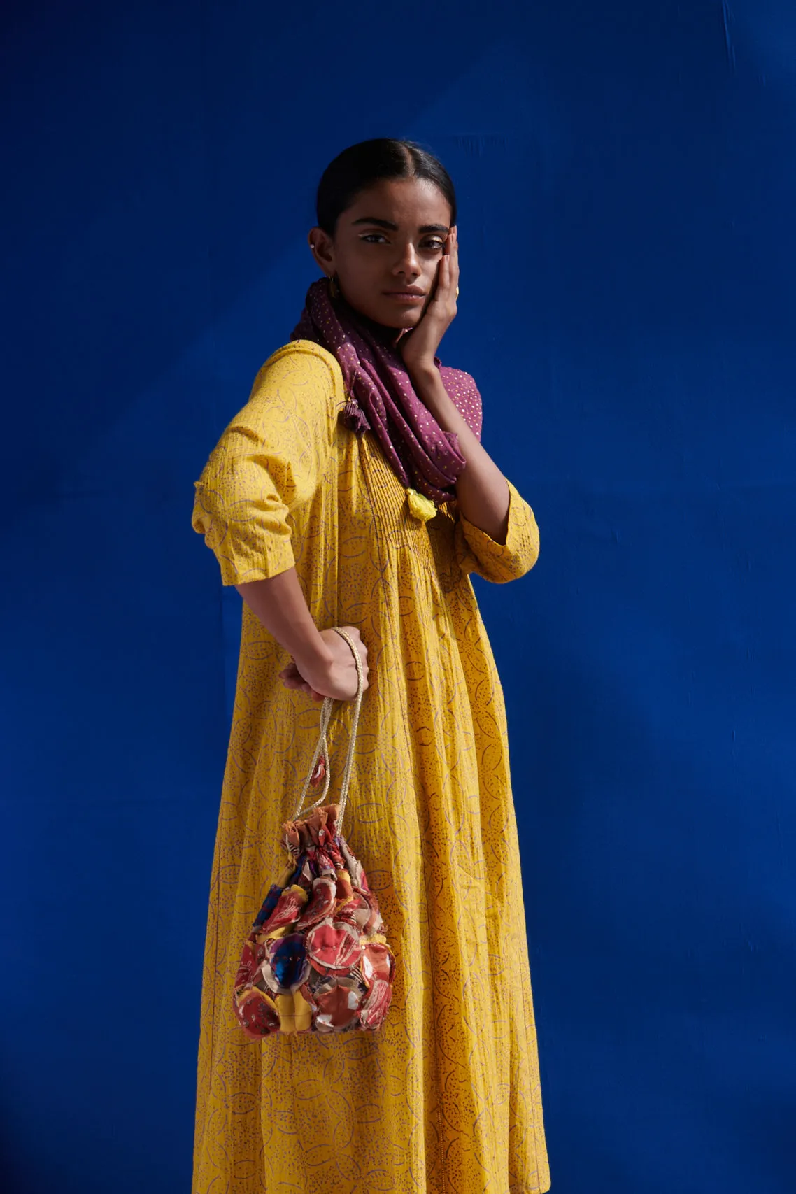Tehuana Printed Pin-Tuck Yoke Kurta & Pleated hem Shalwar