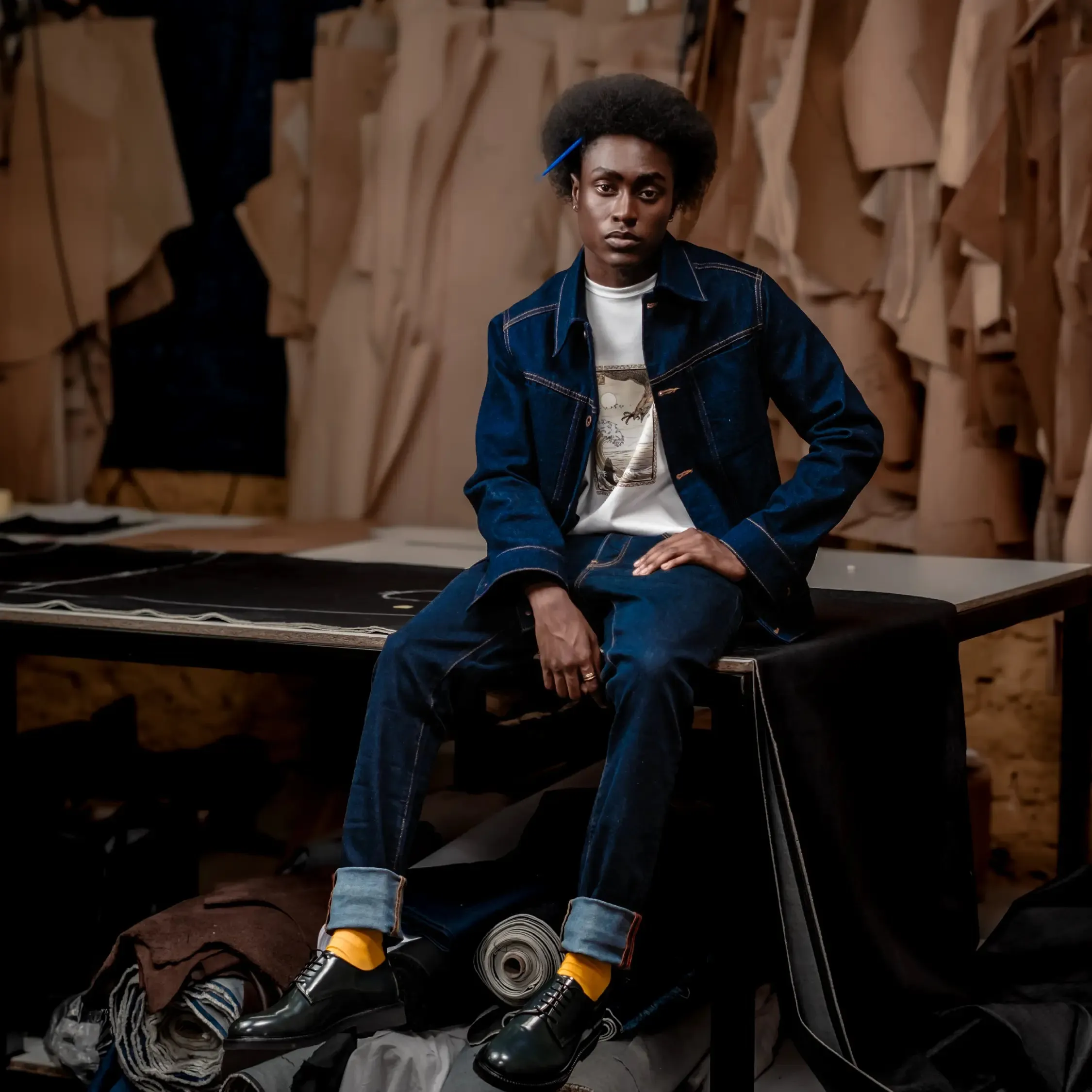 TSHEPO TRUCKER JACKET REGULAR FIT, INDIGO