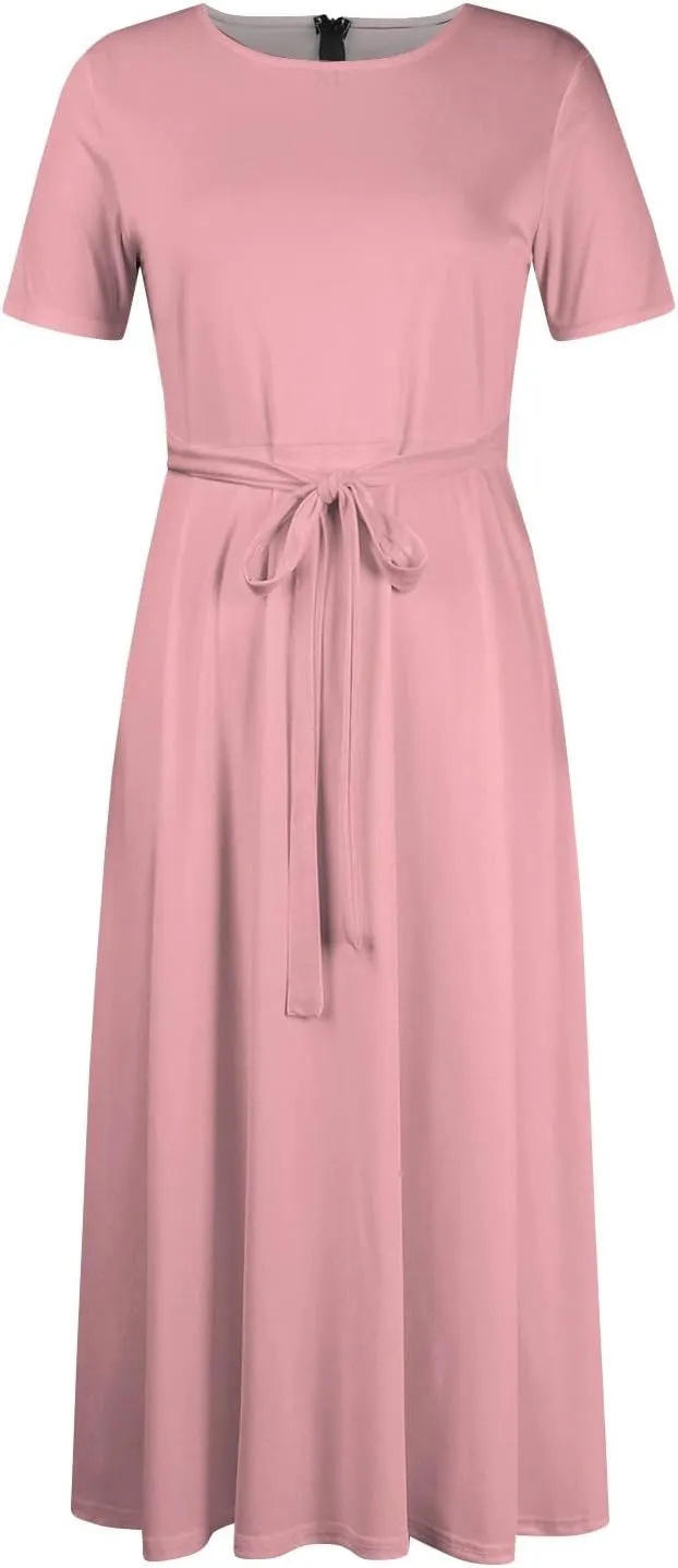 TWGONE Plus Size Dresses for Curvy Women Short Sleeve Long Maxi Formal Dresses Casual Summer A Line Dress with Pocketss