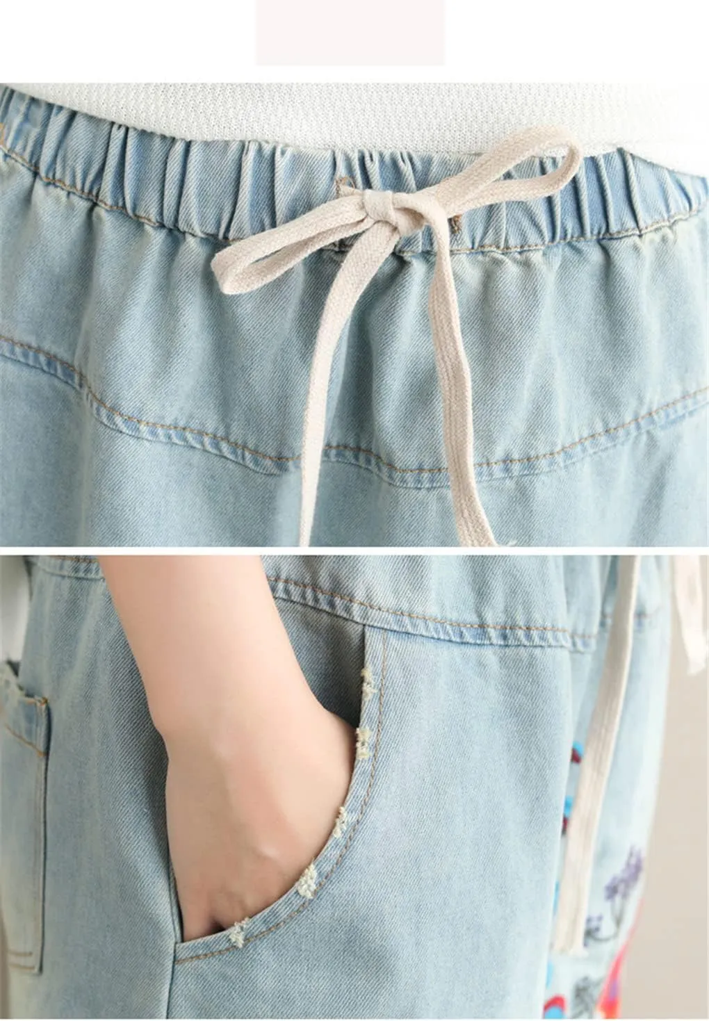 UIOKLMJH Women's Plus Size Embroidered Denim Long Skirt Summer Elastic Waist Denim Pencil Skirt