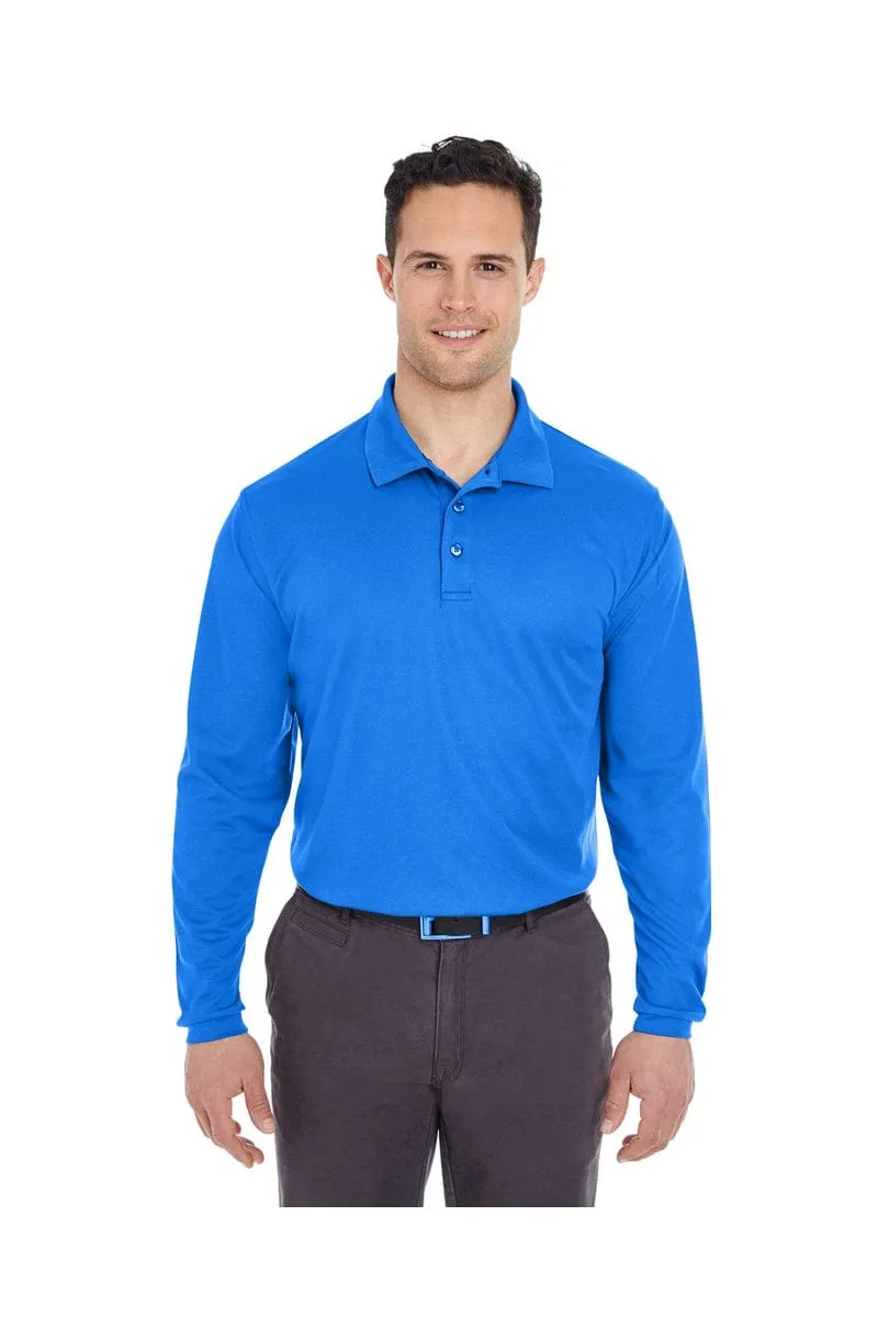 UltraClub 8210LS: Adult Cool & Dry Long-Sleeve Mesh Pique Polo