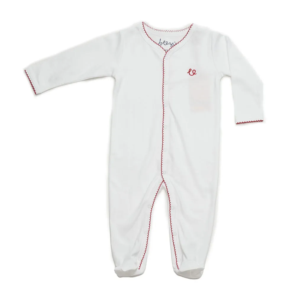 White Front Snap Footie