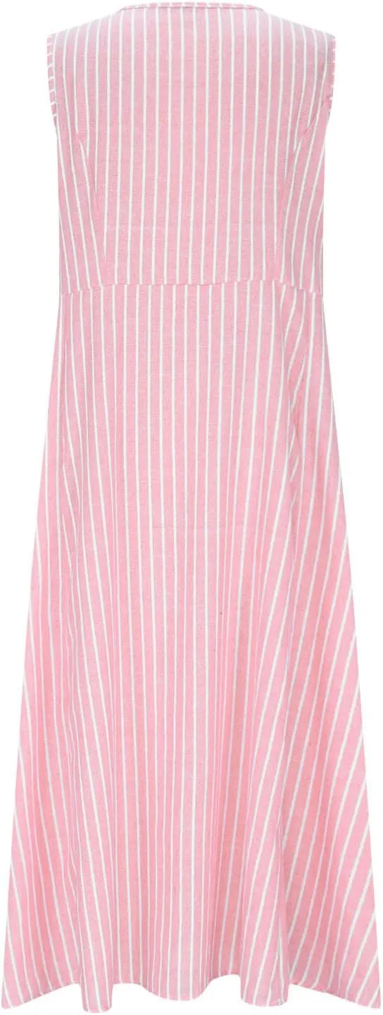 Women's Cotton Linen Dress 2025 Summer Sleeveless Maxi Dresses Plus Size Flowy Tank Sundress Beach Vacation Outfits
