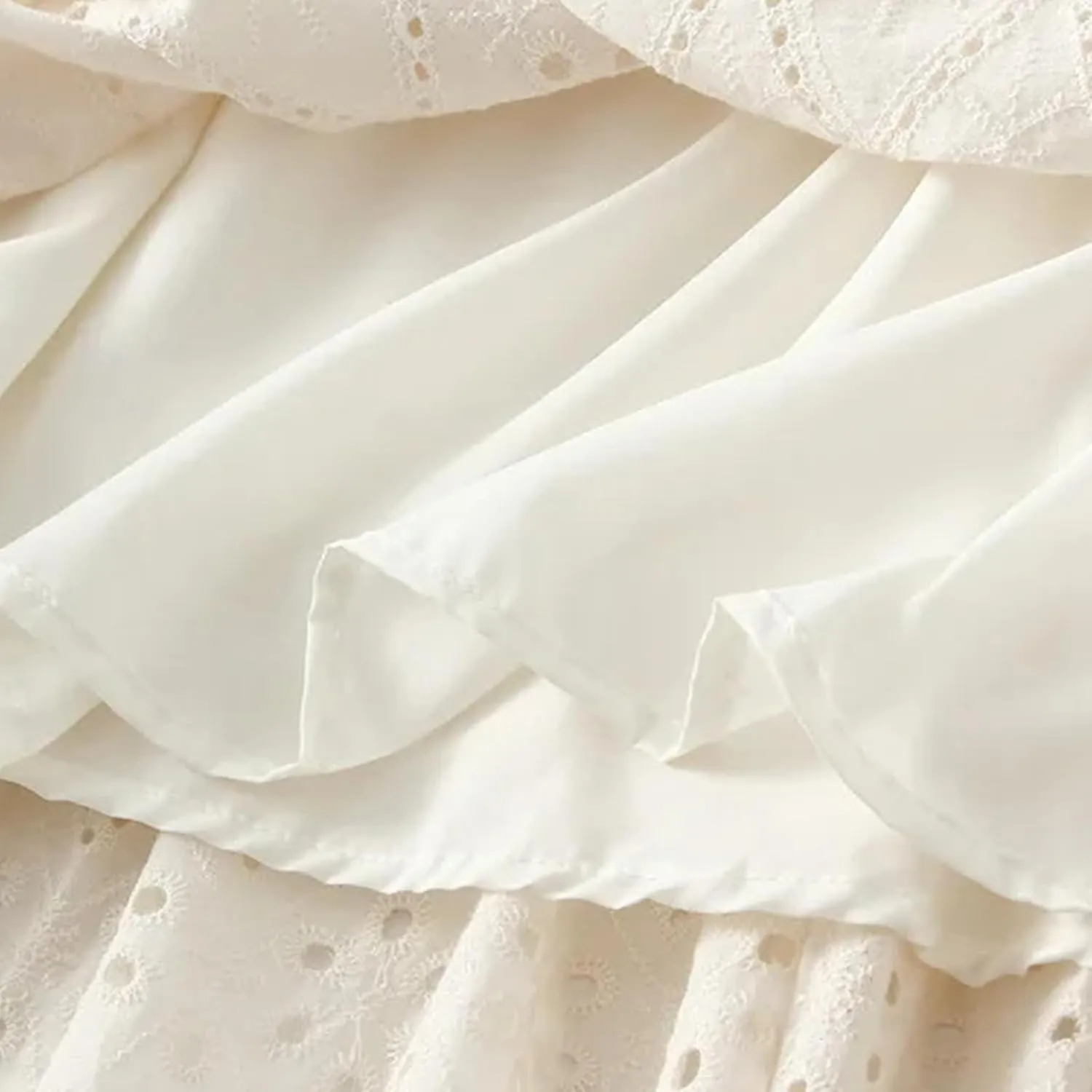 Women's French Style Skirts Female Solid Hollow Embroidery High Waist Casual Elegant A-Line Skirt