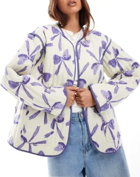 Women's Leopard Quilted Jacket Tie Front Lightweight Puffer Padded Coats with Pockets