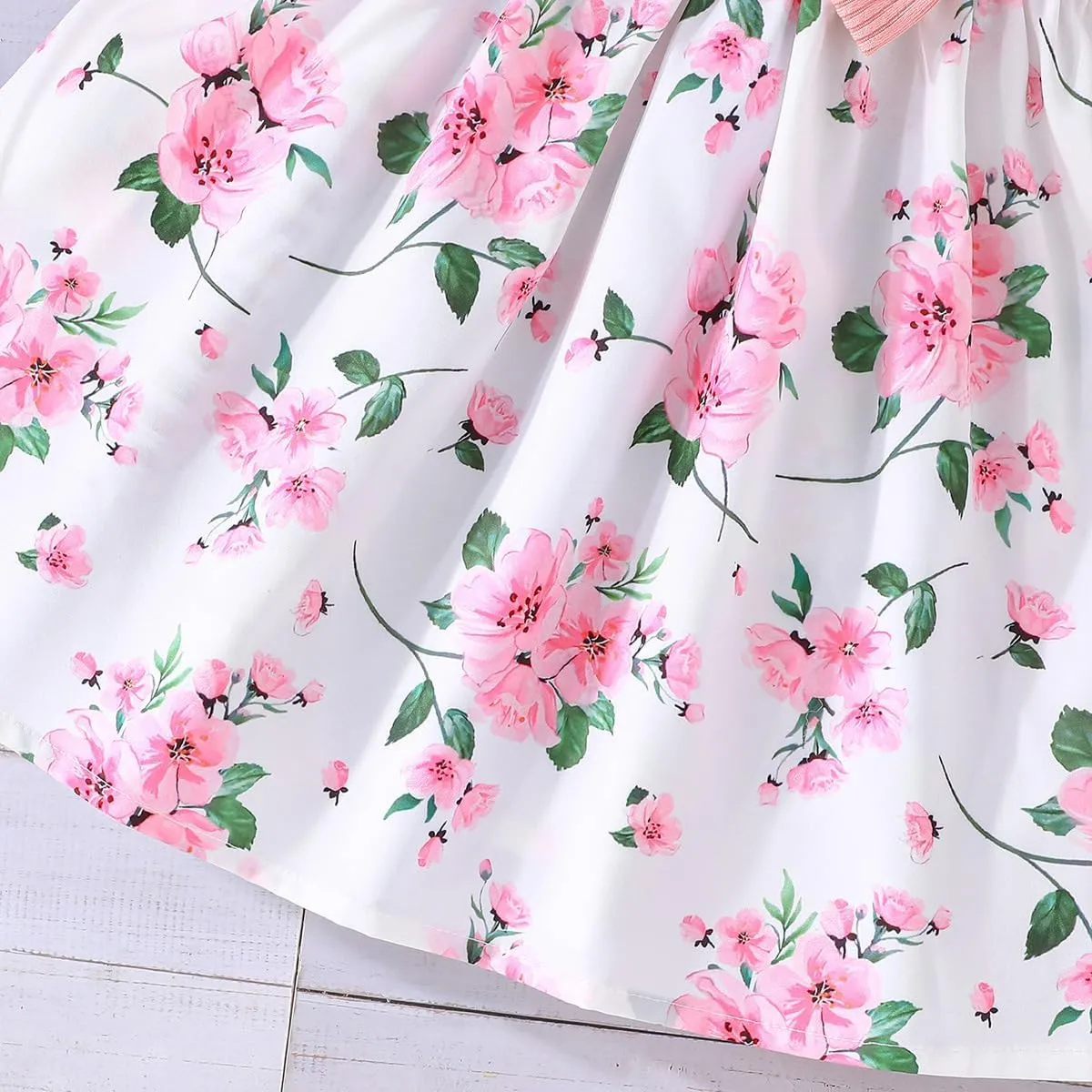 Yanmucy 2PCS Little Toddler Girls Dress with Cardigan Floral Dresses Ruffle Shrug Sweaters Spring Full Clothes for 2-8 Years