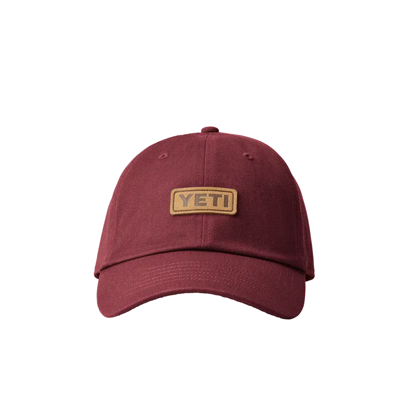 Yeti Leather Logo Baseball Hat Harvest Red