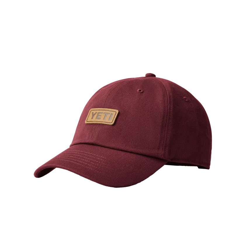 Yeti Leather Logo Baseball Hat Harvest Red